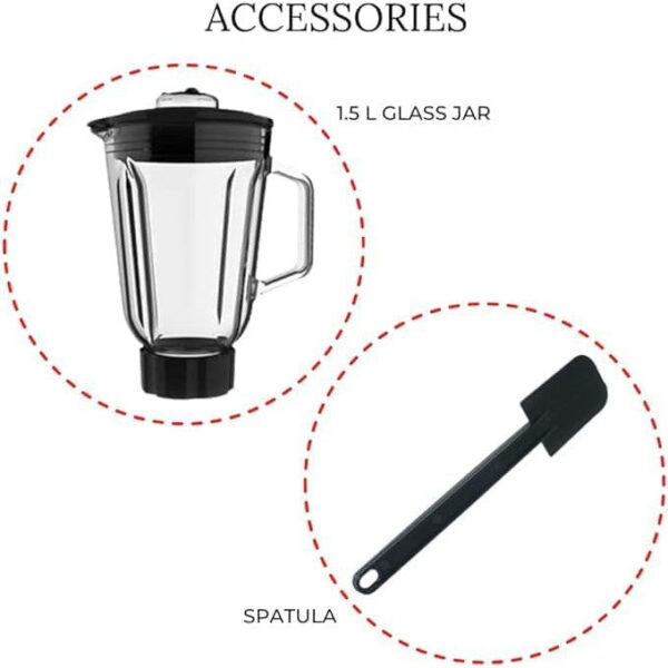 PW- Mebashi 3-in-1 Stand Bowl Mixer Kitchen Machine, 1300W With 6.7L Stainless Steel Bowl K-Beater, Whisk, Dough Hook, Blender (Black) - ME-ECM2022 - Image 2