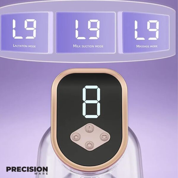 PrecisionWare PW02 Portable Handsfree Electric Breast Pump With 9-level Suction & Massage - 210ml Cup & Charging Cable - BLUE - Image 5
