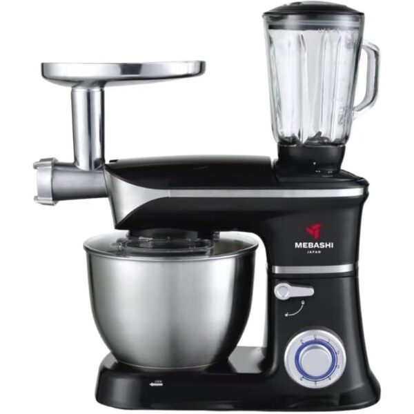 PW- Mebashi 3-in-1 Stand Bowl Mixer Kitchen Machine, 1300W With 6.7L Stainless Steel Bowl K-Beater, Whisk, Dough Hook, Blender (Black) - ME-ECM2022 - Image 5
