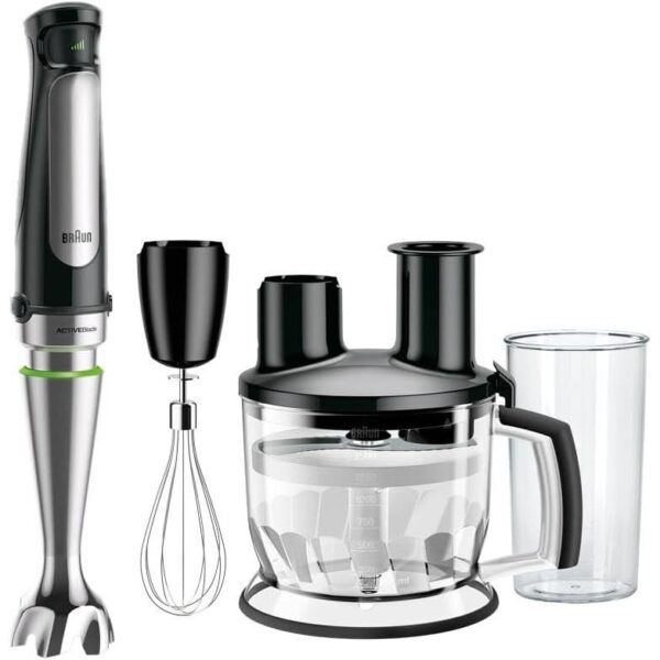Braun Hand Blender Multiquick 7 1000W With 600Ml Bpa-Free Beaker, 1.5L Food Processor, Mq 7075X Black