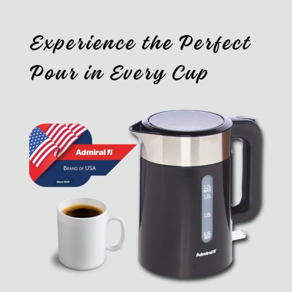 Admiral Electric Kettle, 2200W Power, 1.7L, ADBK17P.