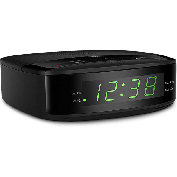 PHILIPS Radio Alarm Clocks for Bedrooms, LED Display, Easy Snooze, Sleep Timer, Alarm Clock Radio w/Battery Backup Bedroom Clock (Batteries not Included)