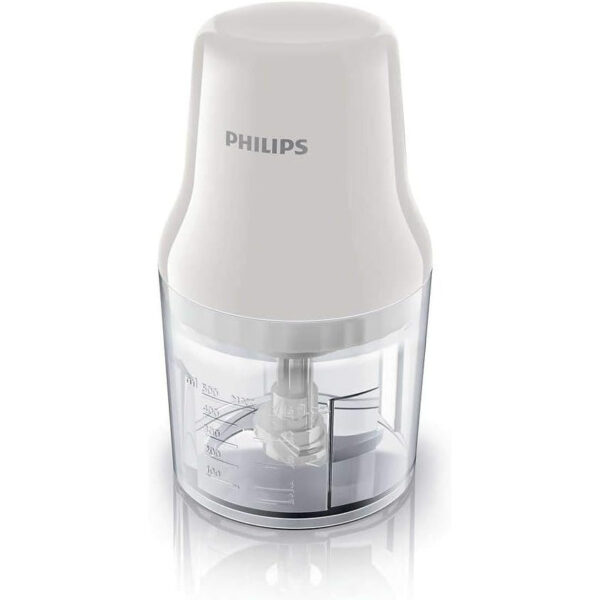 Philips Chopper Daily Collection - 450W, 0.7L Plastic Bowl, 2 Blades, White - HR1393/01 - Image 2
