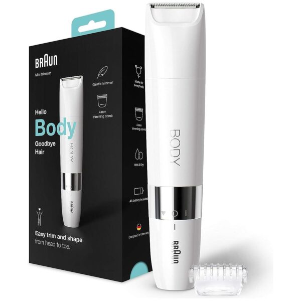 Braun BS 1000, Body Mini Trimmer Wet & Dry with trimming comb, White - Image 2