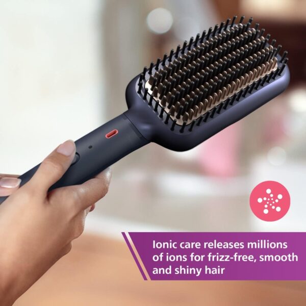 PHILIPS Heated Straightening Brush BHH885/10 (New) ThermoProtect Technology, Ionic care, Argan Oil Infusion & Extra Large Brush, 50 Watts, Black - Image 2
