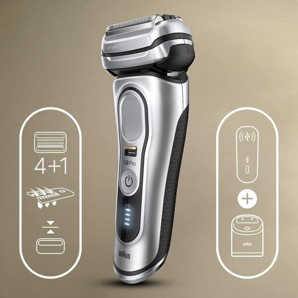 Braun Series 9 Shaver 9477Cc 4+1 Pro Head - Electric With Mobile Charging Powercase, Silver - Image 4