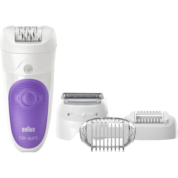 Braun 5 5-541 Women's Electric Hair Removal Epilator, White/Purple