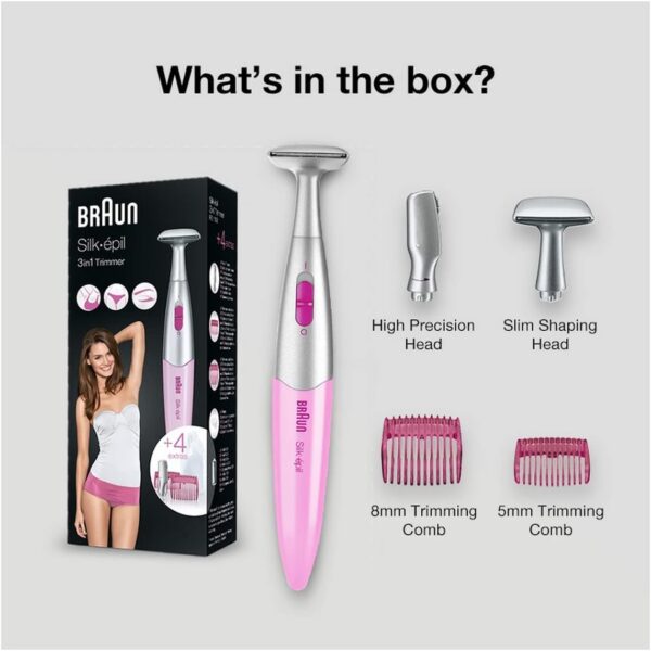 Braun Silk-épil FG1100 Precision Bikini and Eyebrow Trimmer Pink One Size - Image 2