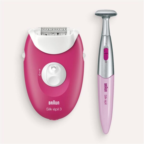 Braun Silk Epil 3 3-420 Epilator Raspberry Pink - Corded With 2 Extras - Including A Bikini Trimmer