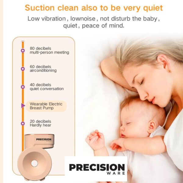 PrecisionWare PW02 - Set of 2 - Portable Hands free Electric Breast Pump With 9-level Suction, 210ml Cup & Charging Cable - PINK - Image 4