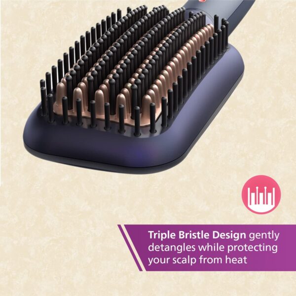 PHILIPS Heated Straightening Brush BHH885/10 (New) ThermoProtect Technology, Ionic care, Argan Oil Infusion & Extra Large Brush, 50 Watts, Black - Image 5
