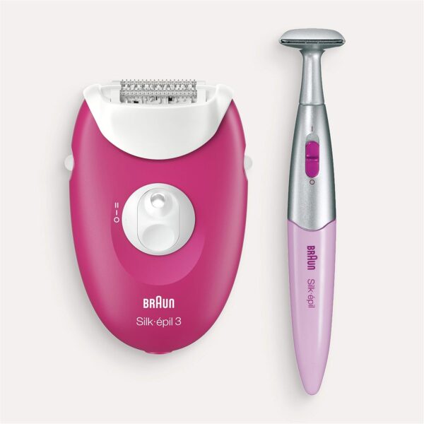 Braun Silk-epil 3 SE 3420-INT VER Epilator Raspberry Pink with 2 Extras - Image 2
