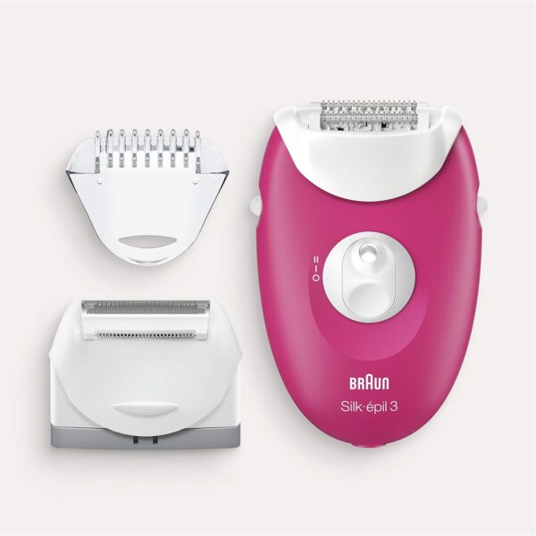 Braun Silk Epil 3 410 Epilator With 2 Extras, Raspberry Pink / White - Image 3