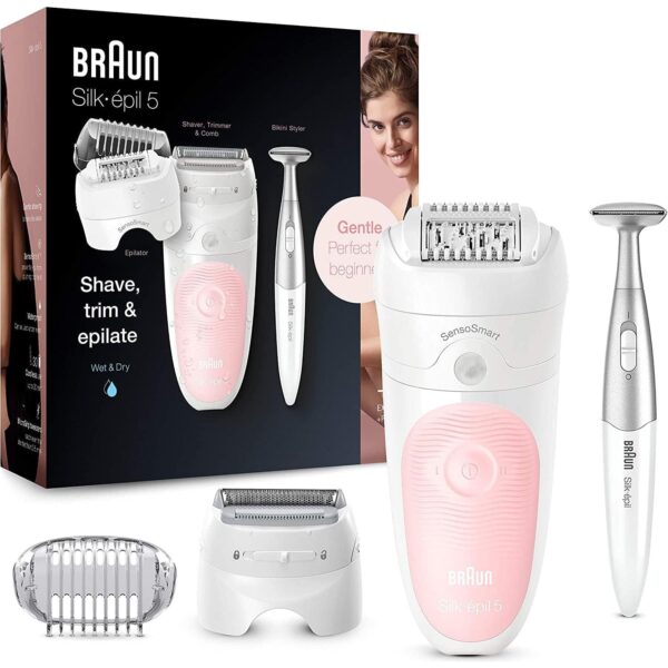 Braun Silk-épil 5 Epilator, Hair Removal, 3 In 1, Includes Shaver & Bikiki Trimmer, Gentle Hair Removal Setting, Wet & Dry, 100% Waterproof, Gifts for Women, 5-820, - Image 6
