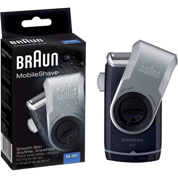 Braun M 90 Mobile Shaver Battery Operated, Silver Black