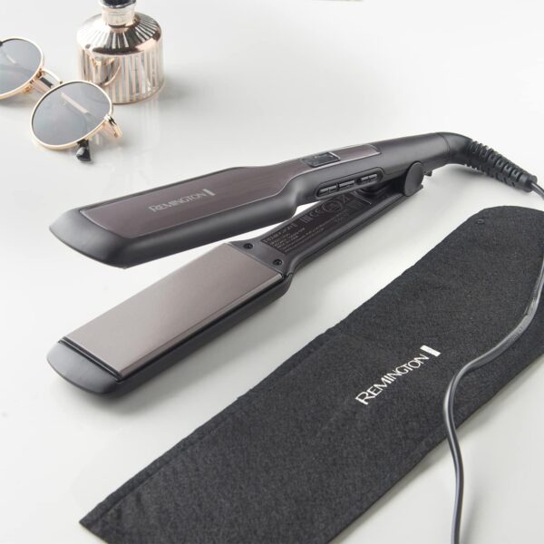 Remington Pro Ceramic Extra Wide Plate Hair Straighteners for Longer Thicker Hair, Digital Temperature Control S5525, BLACK