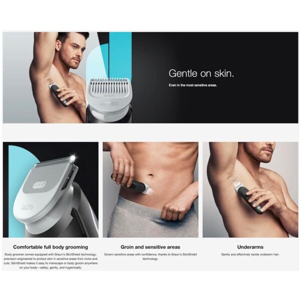 Braun Body Groomer 3 BG3340, with SkinShield Technology and 3 Attachments - Image 4