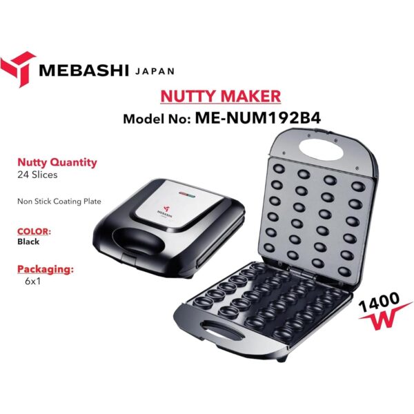 Mebashi Nutty Maker 24 Pcs 1400 Watt ME-NUM192B4 Black - Image 3