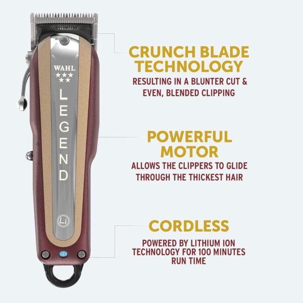Wahl 5 Star Cordless Legend, Professional Hair Clippers, Pro Haircutting Kit, Adjustable Taper Lever, Crunch Blade, Wedge Blades, Cordless, Barbers Supplies - Image 6