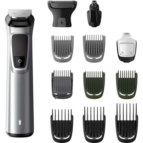 Philips Series 7000 13 in 1 Ultimate Multi Grooming Kit for Beard, Hair and Body with Nose Trimmer Attachment, Premium Metal Handle - MG7715/15