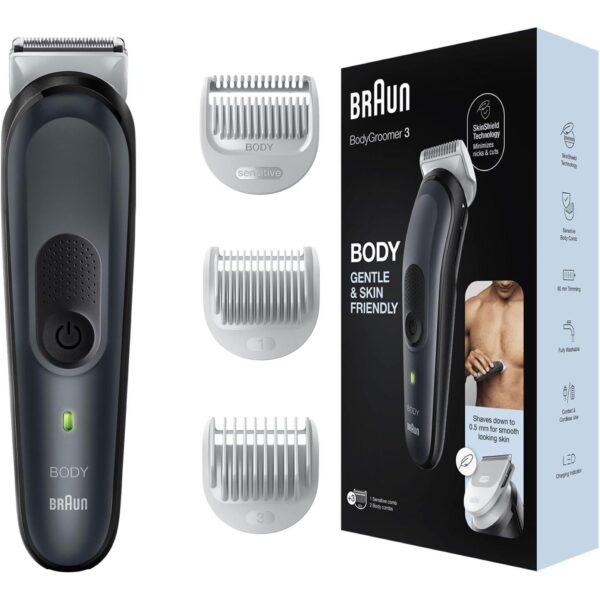 Braun Body Groomer 3 BG3340, with SkinShield Technology and 3 Attachments