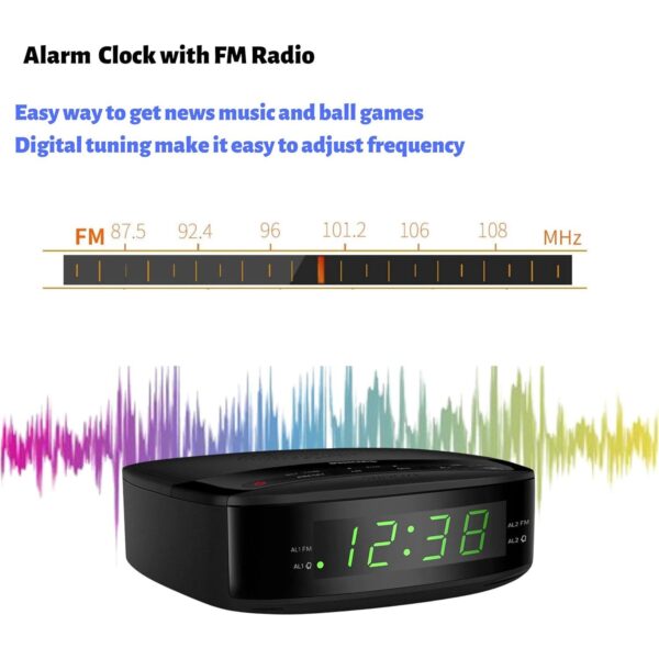 PHILIPS Radio Alarm Clocks for Bedrooms, LED Display, Easy Snooze, Sleep Timer, Alarm Clock Radio w/Battery Backup Bedroom Clock (Batteries not Included) - Image 7