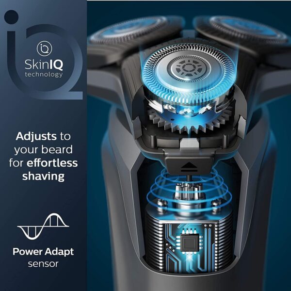 PHILIPS Shaver Series 5000 with Advanced SkinIQ, Wet & Dry Men's Electric Shaver with Integrated Pop-up Trimmer, 60 mins Run Time - S5588/30, Deep Black, [comes with UK Plug] - Image 3