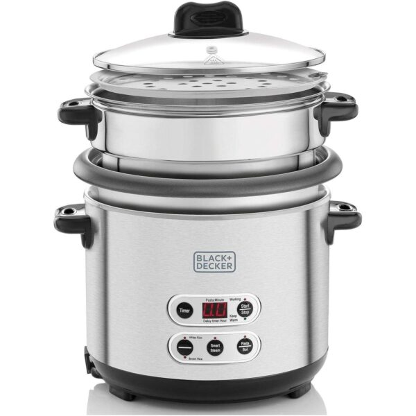 Black+Decker 3-in-1 Smart Cooker for Cooking Boiling and Steaming, Silver, 1.8 litre, RPC1800-B5 - Image 3