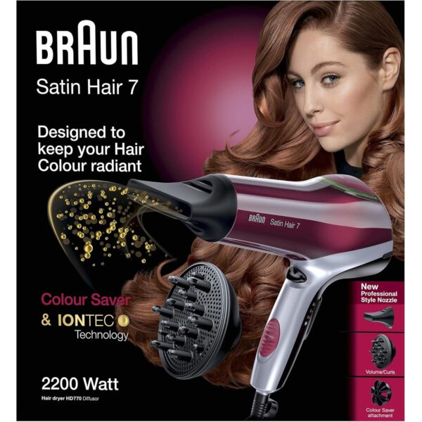 Braun Satin Hair 7, Hair Dryer HD 770, 2200 Watts ,