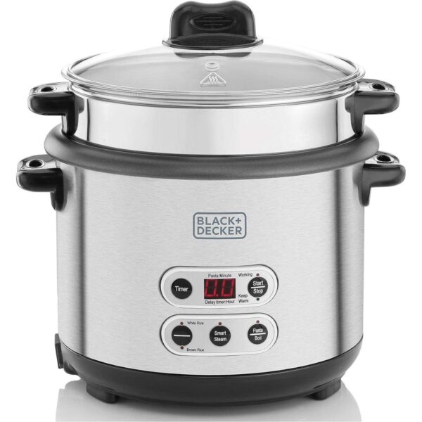Black+Decker 3-in-1 Smart Cooker for Cooking Boiling and Steaming, Silver, 1.8 litre, RPC1800-B5 - Image 2