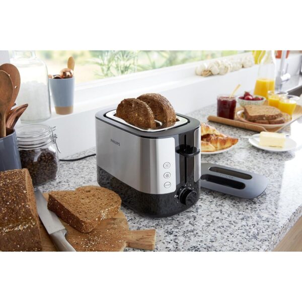 Philips Viva Collection Toaster - Wide 2 Slots, Built in Bun Warmer, Auto-off, 7 Toasting Levels - HD2637/91