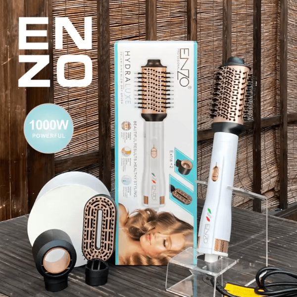 ENZO EN-740 ENZO 3-in-1 Hot Air Brush Blow Dryer, Curler, and Straightener Combo Pack - Intl Version