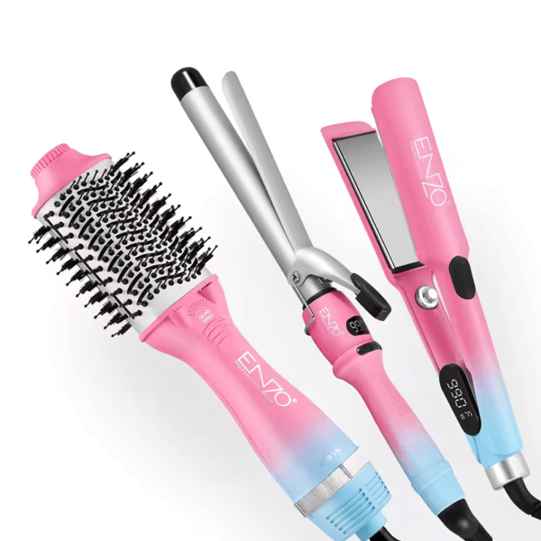 ENZO EN-3312 Hair Styling Pack - Professional Straightener, Curler Combo Pack - Intl Version - Image 2