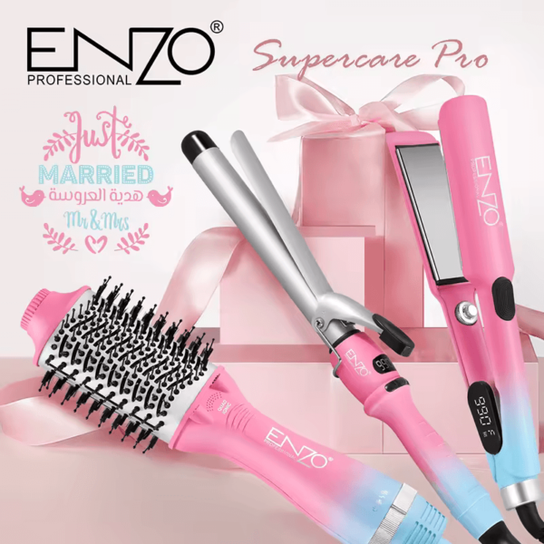 ENZO EN-3312 Hair Styling Pack - Professional Straightener, Curler Combo Pack - Intl Version
