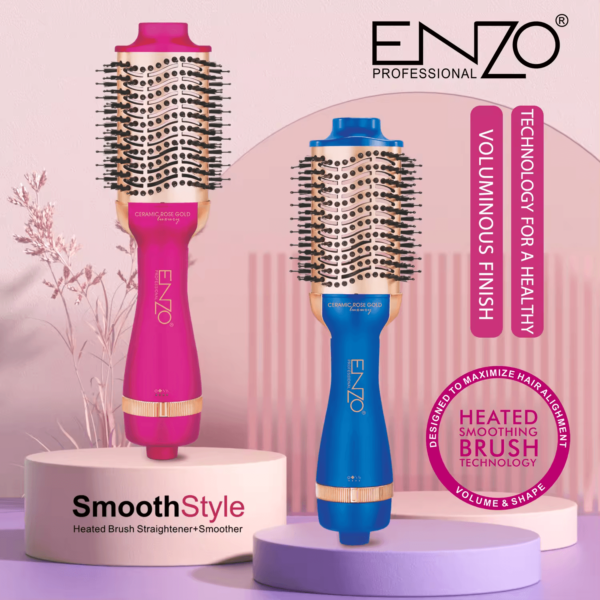 "ENZO EN-6213  Electric Ion Hot Air Brush – 2-in-1 Hair Dryer and Styler-Intl Version - Image 2