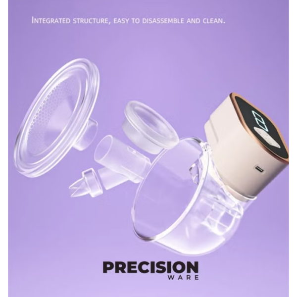 PrecisionWare PW02 Portable Handsfree Electric Breast Pump With 9-level Suction 210ml Cup And Charging Cable - Pink - Image 2