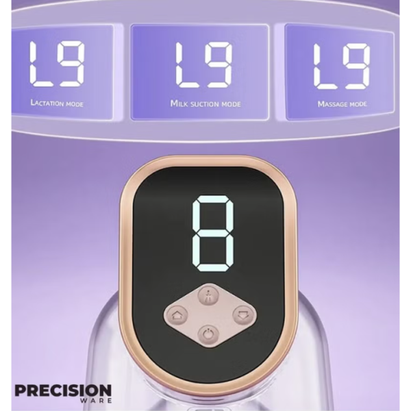 PrecisionWare PW02 Portable Handsfree Electric Breast Pump With 9-level Suction 210ml Cup And Charging Cable - Pink - Image 4