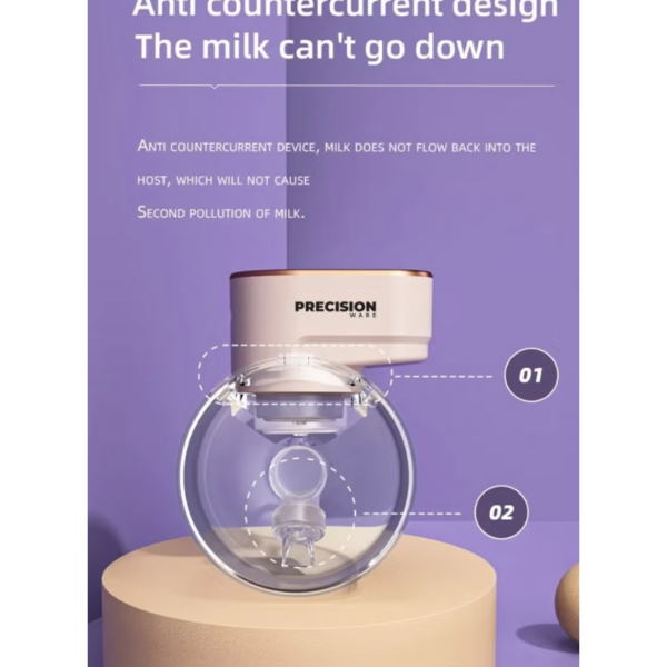 PrecisionWare PW02 Portable Handsfree Electric Breast Pump With 9-level Suction 210ml Cup And Charging Cable - Pink