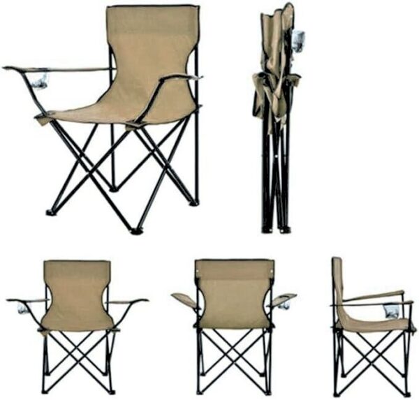 Portable Folding Beach Chair, Multi-Purpose Camping Chair for Adult, Lightweight Patio Lawn Quad Chair for Outdoor Travel Picnic Hiking Supports 110kgs Load With Carry Bag, BAIGE - Image 2